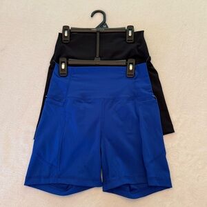 Yogalicious Blue and Black Bike Shorts Athletic Style